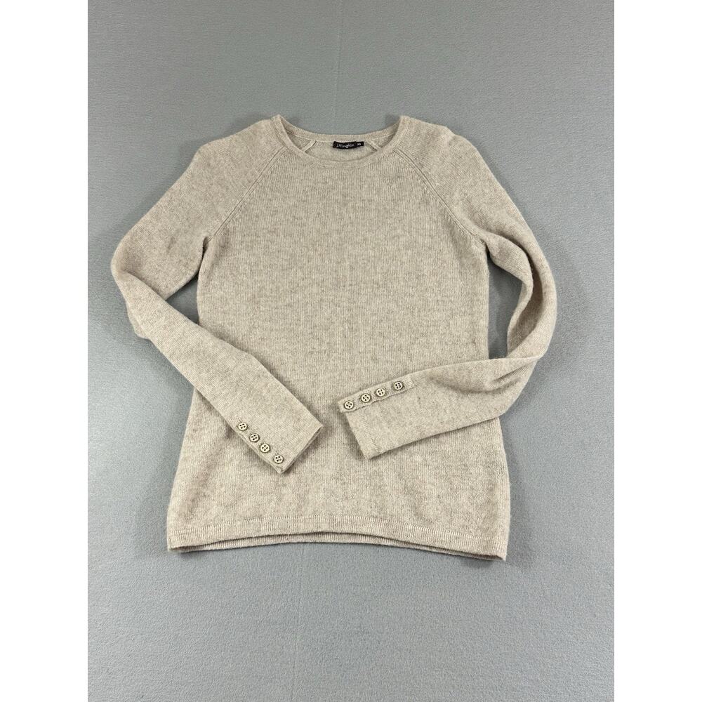 J. McLaughlin 100% Cashmere Sweater Women's Size XS Tan Button Sleeves